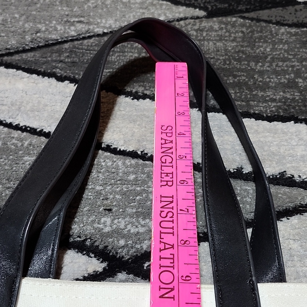 VICTORIA SECRET 2014 LARGE PINK CANVAS FAUX-LEATHER STRAPS COATED TOTE-BAG - Picture 4 of 12